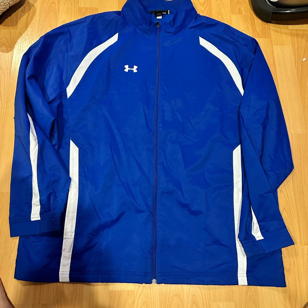 Under Armour Royal Blue and White Full-Zip Windbreaker Jacket